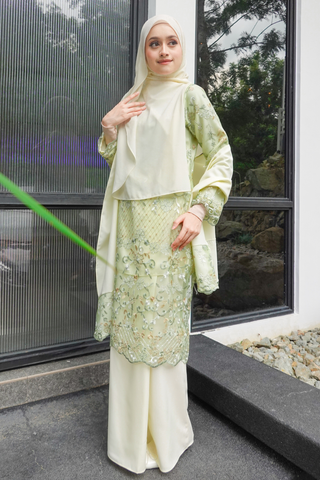 ADIRATNA KURUNG - Creamy Lime DELIVERY 3 Working Days